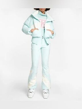 NWT Perfect Moment Arctic Flare Ski Snow Mid Rise Long Pants Blue White Small